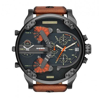 Diesel DZ7332 Mr. Daddy 2.0 Chronograph Men's Watch – Black Dial & Brown Leather Strap
