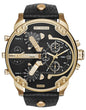 Diesel DZ7371 Mr. Daddy Chronograph Men's Watch – Black Dial & Black Leather Strap