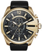 Diesel DZ4344 Mega Chief Chronograph Men's Watch – Black Dial & Black Leather Strap