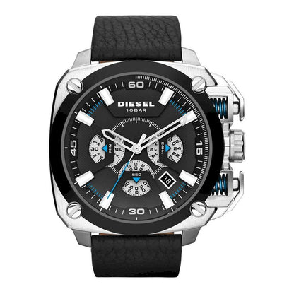 Diesel DZ7345 BAMF Chronograph Men's Watch – Black Dial & Black Leather Strap