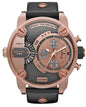Diesel DZ7282 Little Daddy Men's Watch – Black & Gold Dial & Black Leather Strap