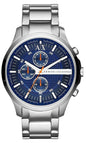Armani Exchange Hampton AX2155 Men's Chronograph Watch – Blue Dial with Silver Stainless Steel Strap