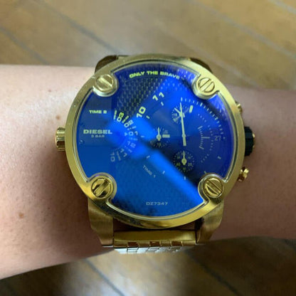Diesel DZ7347 Mr. Daddy Chronograph Men's Watch – Blue Dial & Gold Stainless Steel Strap