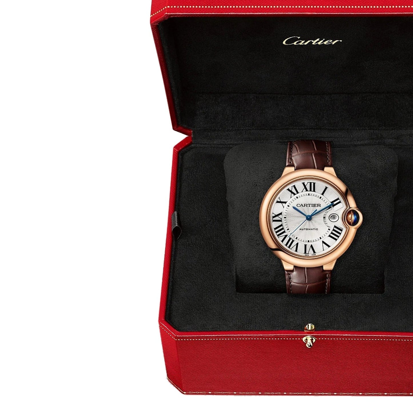 Ballon Bleu de Cartier 42 | 42mm, 18K Rose Gold, Alligator Leather, Silver Dial