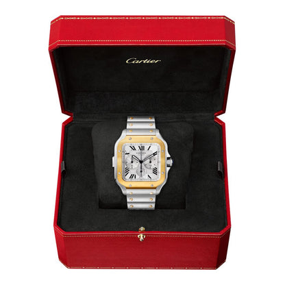 Santos de Cartier Chronograph | 43mm, Two-Tone Steel & 18K Yellow Gold, Silver Dial