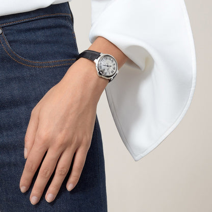 Ballon Bleu de Cartier 33 | 33mm, Steel, Alligator Leather, Silver Dial