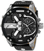Diesel DZ7313 Mr. Daddy Chronograph Men's Watch – Black Dial & Black Leather Strap
