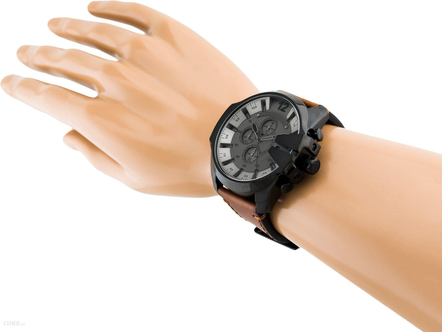 Diesel DZ4463 Mega Chief Chronograph Men's Watch – Grey Dial & Brown Leather Strap