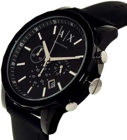 Armani Exchange Outerbanks AX1326 Men's Chronograph Watch – Black Dial with Black Silicone Strap