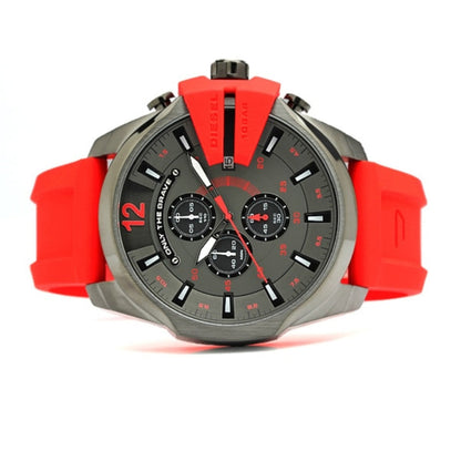 Diesel DZ4427 Mega Chief Chronograph Men's Watch – Black Dial & Red Silicone Strap