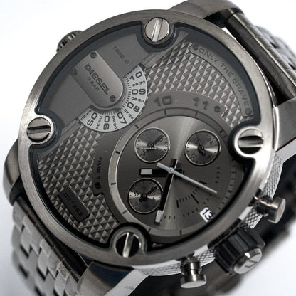 Diesel DZ7263 Little Daddy Dual Time Chronograph Men's Watch – Grey Dial & Stainless Steel Strap