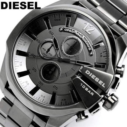Diesel DZ4282 Mega Chief Chronograph Men's Watch – Grey Dial & Grey Stainless Steel Strap