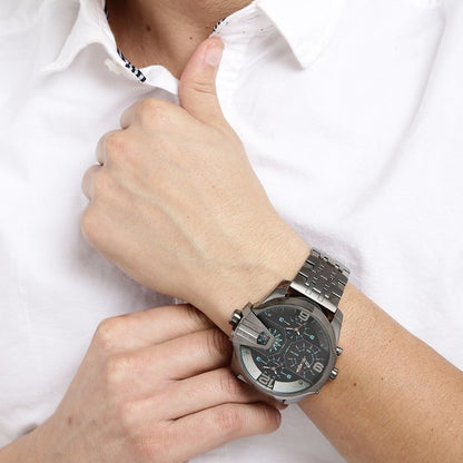 Diesel DZ7372 Uber Chief Chronograph Men's Watch – Black Dial & Grey Stainless Steel Strap