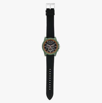 Armani Exchange Outerbanks AX1348 Men's Chronograph Watch – Black Dial with Black Silicone Strap