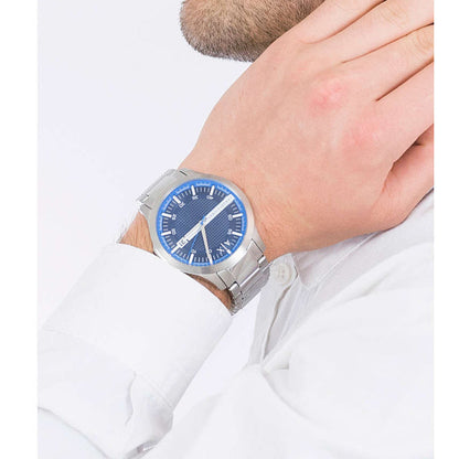 Armani Exchange Hampton AX2132 Men's Chronograph – Blue Dial with Silver Stainless Steel Bracelet