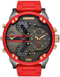 Diesel DZ7430 Mr. Daddy 2.0 Chronograph Men's Watch – Grey Dial & Red Rubber Strap