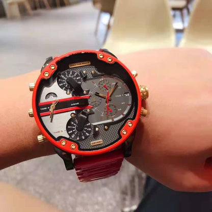 Diesel DZ7430 Mr. Daddy 2.0 Chronograph Men's Watch – Grey Dial & Red Rubber Strap