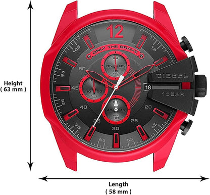 Diesel DZ4526 Mega Chief Chronograph Men's Watch – Black Dial & Red Rubber Strap