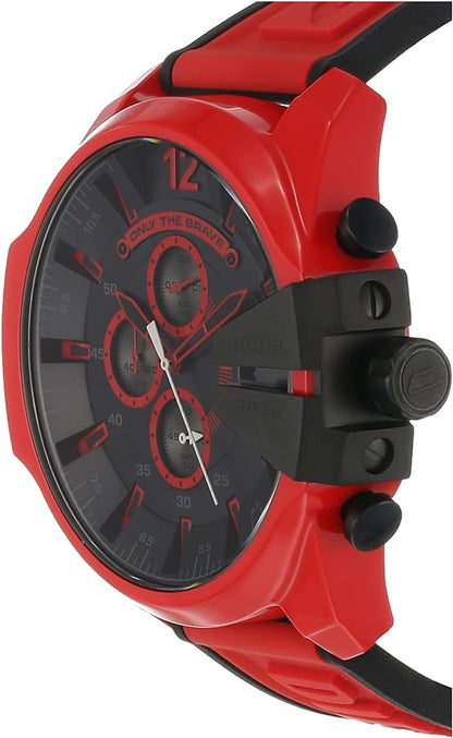 Diesel DZ4526 Mega Chief Chronograph Men's Watch – Black Dial & Red Rubber Strap
