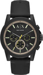 Armani Exchange Outerbanks AX1343 Men's Chronograph Watch – Black Dial with Black Silicone Strap