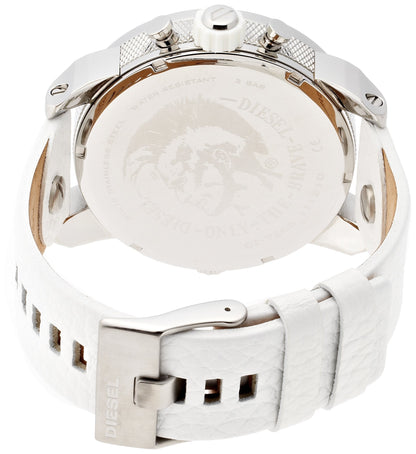 Diesel DZ7265 Badass Chronograph Men's Watch – White Dial & White Leather Strap