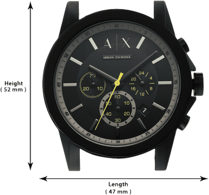 Armani Exchange Outerbanks AX1343 Men's Chronograph Watch – Black Dial with Black Silicone Strap