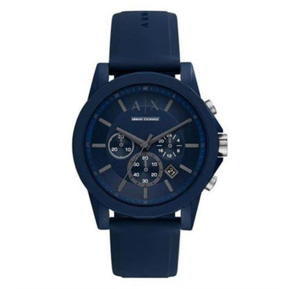 Armani Exchange Outerbanks AX7128 Men's Chronograph Watch – Blue Dial with Blue Silicone Strap