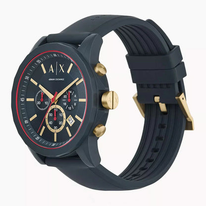 Armani Exchange Outerbanks AX1335 Men's Chronograph Watch – Blue Dial with Blue Silicone Strap