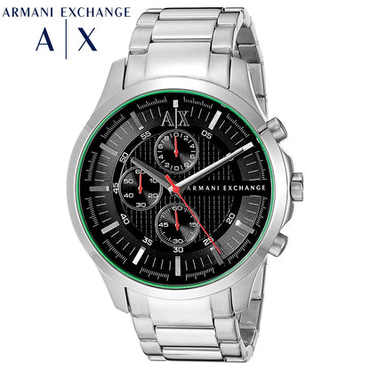 Armani Exchange Hampton AX2163 Men's Chronograph Watch – Black Dial with Silver Stainless Steel Strap
