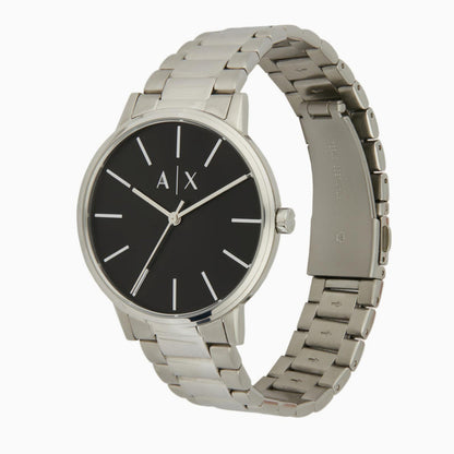 Armani Exchange Cayde AX2700 Men's Analog Watch – Black Dial with Silver Stainless Steel Bracelet