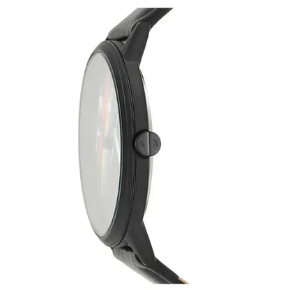 Armani Exchange Cayde AX7120 Men's Analog Watch – Black Dial with Black Leather Strap