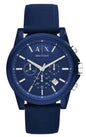 Men's Armani Exchange Outerbanks Chronograph Watch AX1327 – Blue Dial with Blue Silicone Strap