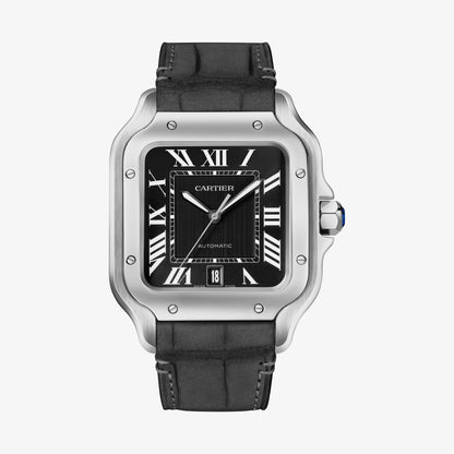 Santos De Cartier Large Model | Steel, Black Dial