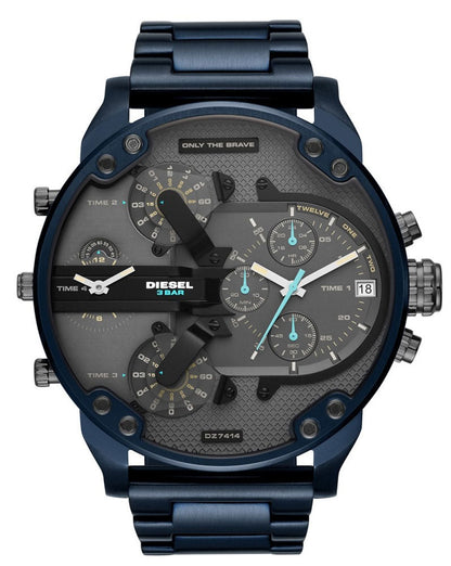 Diesel DZ7414 Daddy 2.0 Chronograph Men's Watch – Grey Dial & Blue Stainless Steel Strap