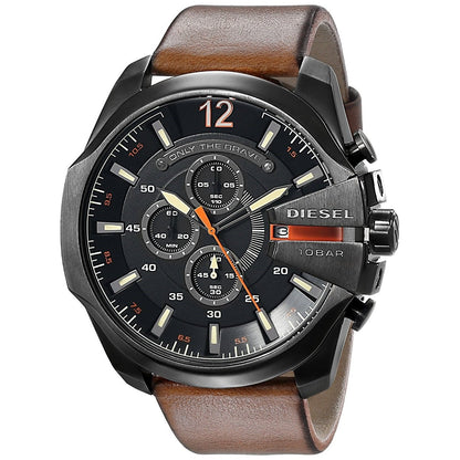 Diesel DZ4343 Mega Chief Chronograph Men's Watch – Black Dial & Brown Leather Strap