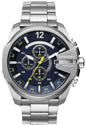 Diesel DZ4465 Mega Chief Chronograph Men's Watch – Blue Dial & Silver Stainless Steel Strap