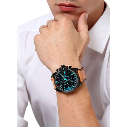Diesel DZ4476 Mega Chief Chronograph Men's Watch – Black Dial & Brown Leather Strap