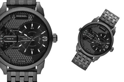 Diesel DZ7316 Mini Daddy Dual Time Men's Watch – Black Dial & Black Stainless Steel Strap
