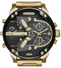 Diesel DZ7333 Mr. Daddy 2.0 Chronograph Men's Watch – Black Dial & Gold Stainless Steel Strap