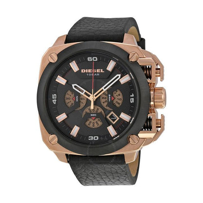 Diesel DZ7346 BAMF Chronograph Men's Watch – Black Dial & Black Leather Strap