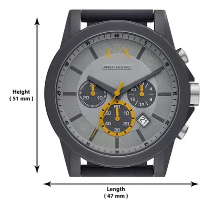 Armani Exchange Outerbanks AX7123 Men's Chronograph Watch – Grey Dial with Grey Silicone Strap