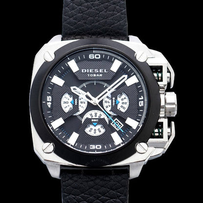 Diesel DZ7345 BAMF Chronograph Men's Watch – Black Dial & Black Leather Strap