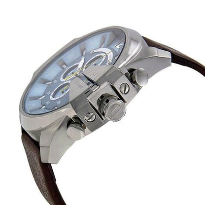 Diesel DZ4281 Mega Chief Chronograph Men's Watch – Blue Dial & Brown Leather Strap