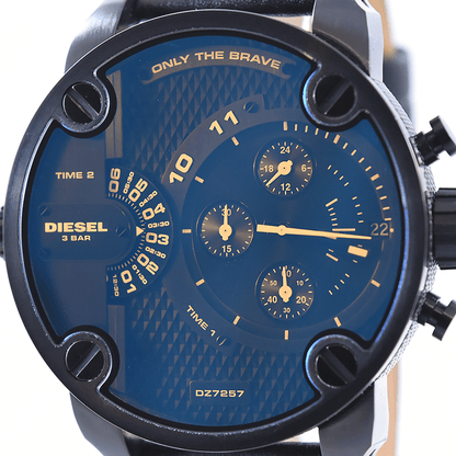 Diesel DZ7257 Little Daddy Chronograph Men's Watch – Blue Dial & Black Leather StrapDiesel DZ7257 Little Daddy Chronograph Men's Watch – Blue Dial & Black Leather Strap