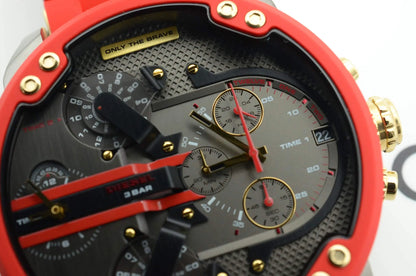 Diesel DZ7430 Mr. Daddy 2.0 Chronograph Men's Watch – Grey Dial & Red Rubber Strap