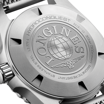longines HydroConquest 39mm - Blue, Black Bezel on Mesh Bracelet