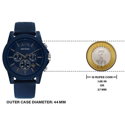 Armani Exchange Outerbanks AX7128 Men's Chronograph Watch – Blue Dial with Blue Silicone Strap