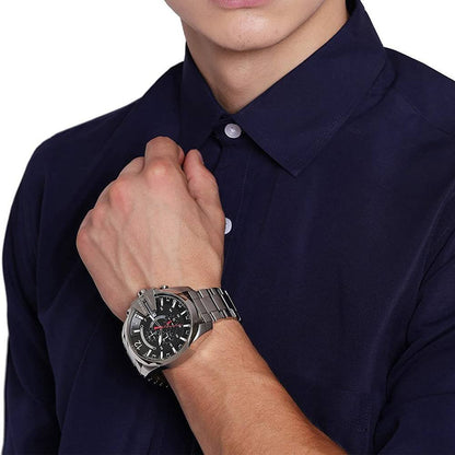 Diesel DZ4308 Mega Chief Chronograph Men's Watch – Black Dial & Silver Stainless Steel Strap