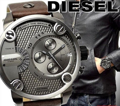Diesel DZ7258 Little Daddy SBA Men's Watch – Grey Dial & Brown Leather Strap