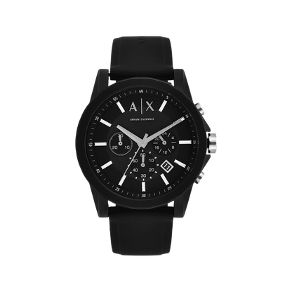 Armani Exchange Outerbanks AX1326 Men's Chronograph Watch – Black Dial with Black Silicone Strap